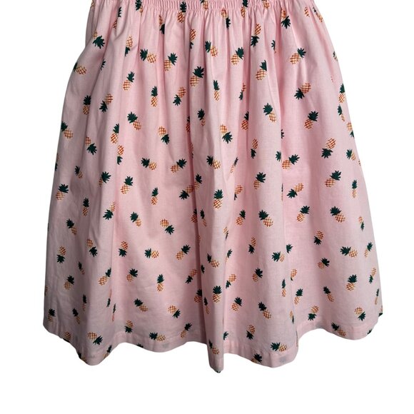 Kate Spade Pink Pineapple Print Dress Cotton Blend Elastic Waist‎ XS - Picture 4 of 9
